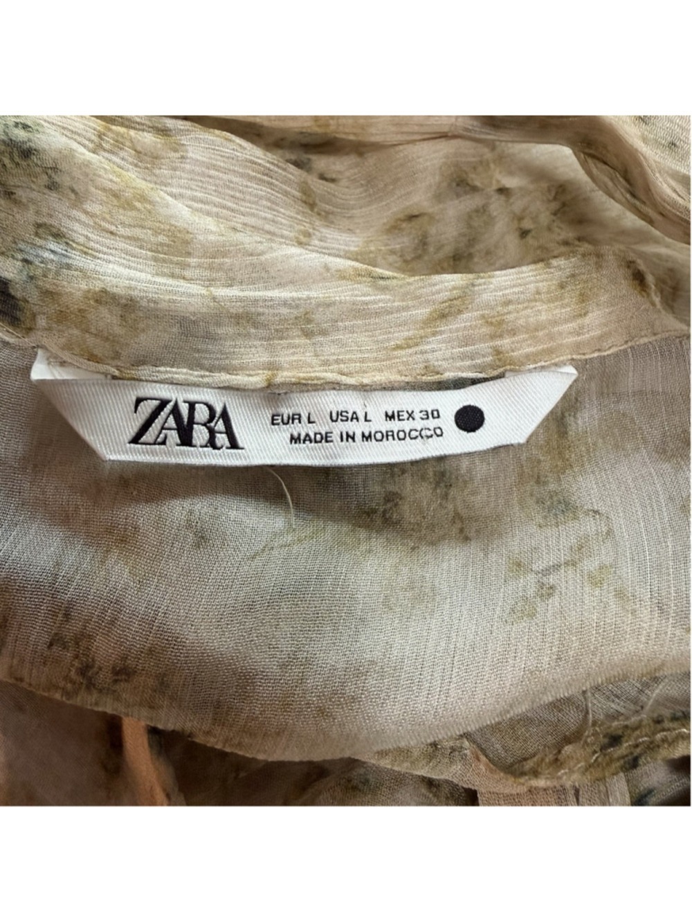 Zara Sheer Floral Tie Blouse - Size Large - Picture 8 of 14